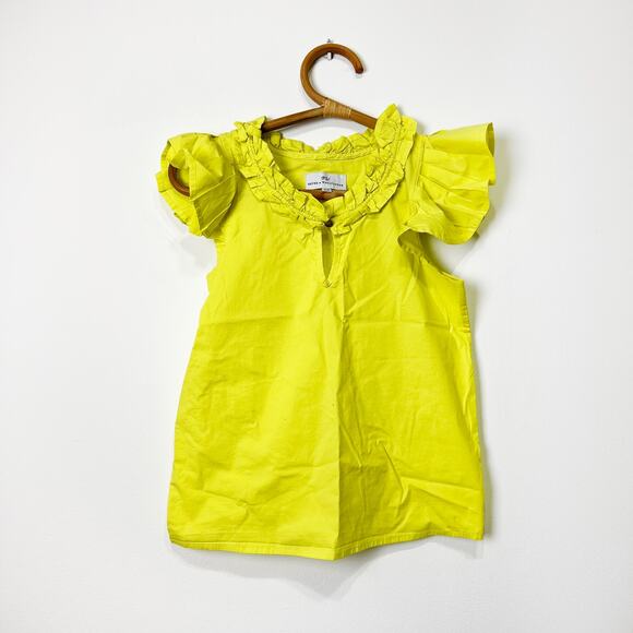 Never A Wallflower yellow top ruffle shoulder 100% cotton Size XS - Picture 5 of 6